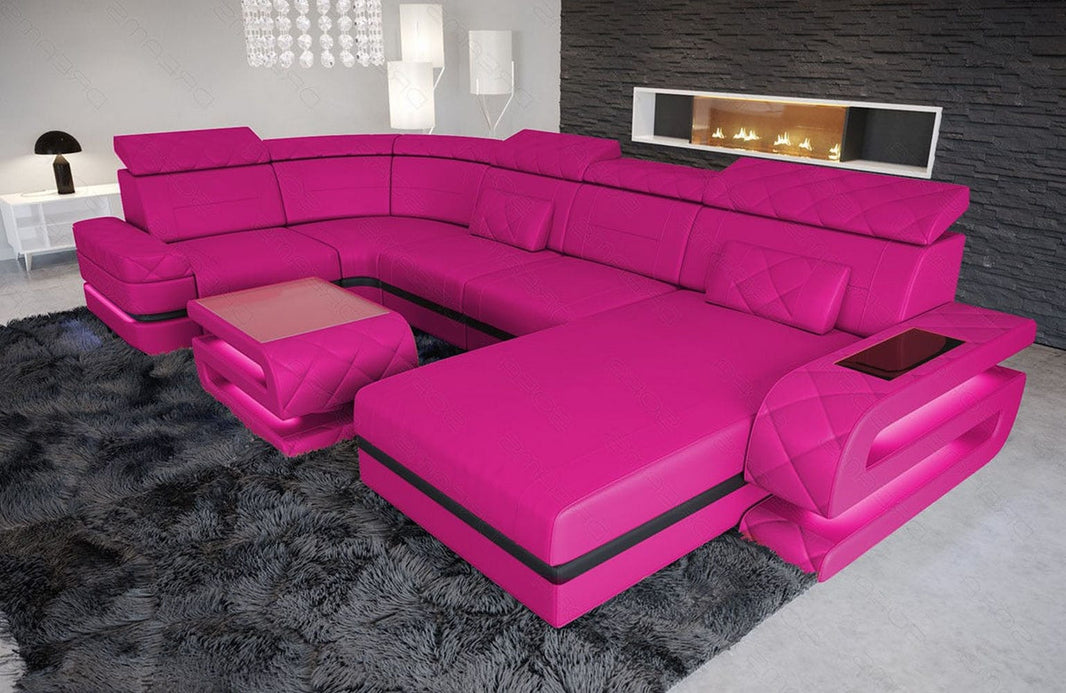 Sofa Bologna Luxurios U-Form in Leder