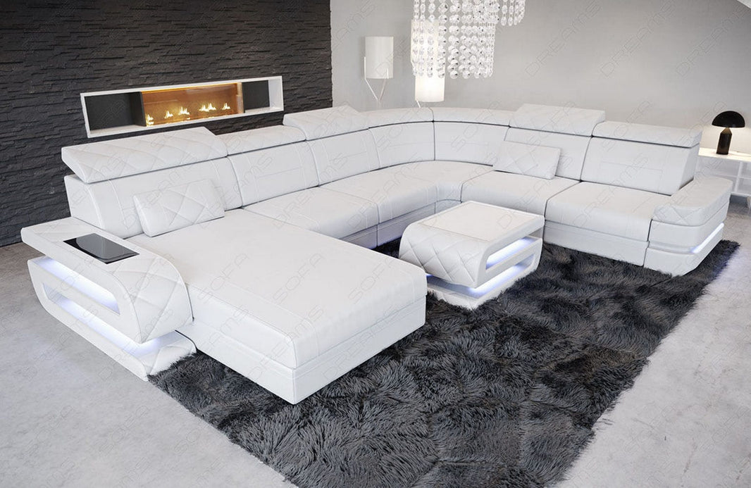 Mini Wohnlandschaft Bologna XXL U-Form in Leder