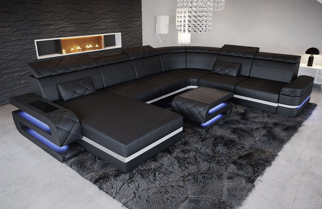 Wohnlandschaft Bologna Luxurios XXL U-Form in Leder
