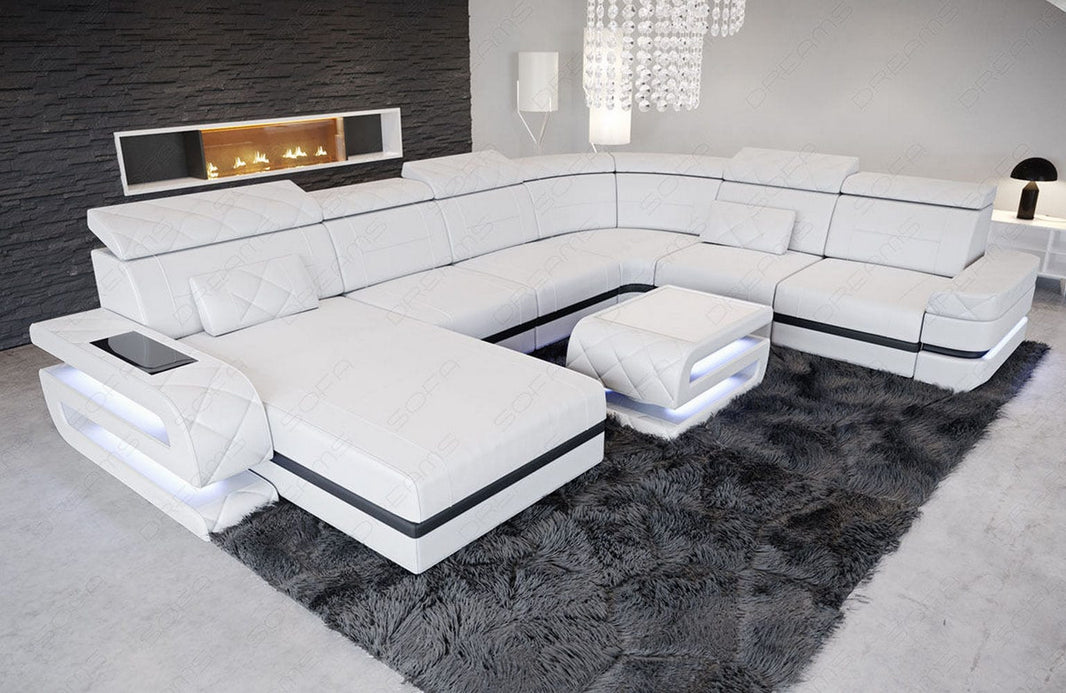Wohnlandschaft Bologna Luxurios XXL U-Form in Leder