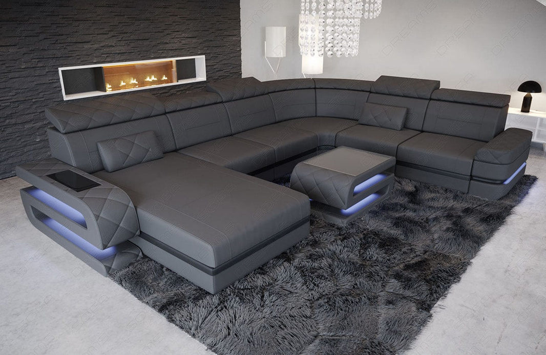 Wohnlandschaft Bologna Luxurios XXL U-Form in Leder