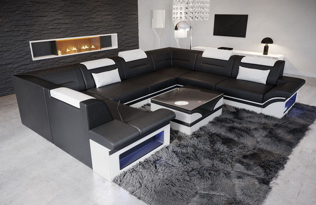 Mini Sofa Brianza U-Form aus Leder