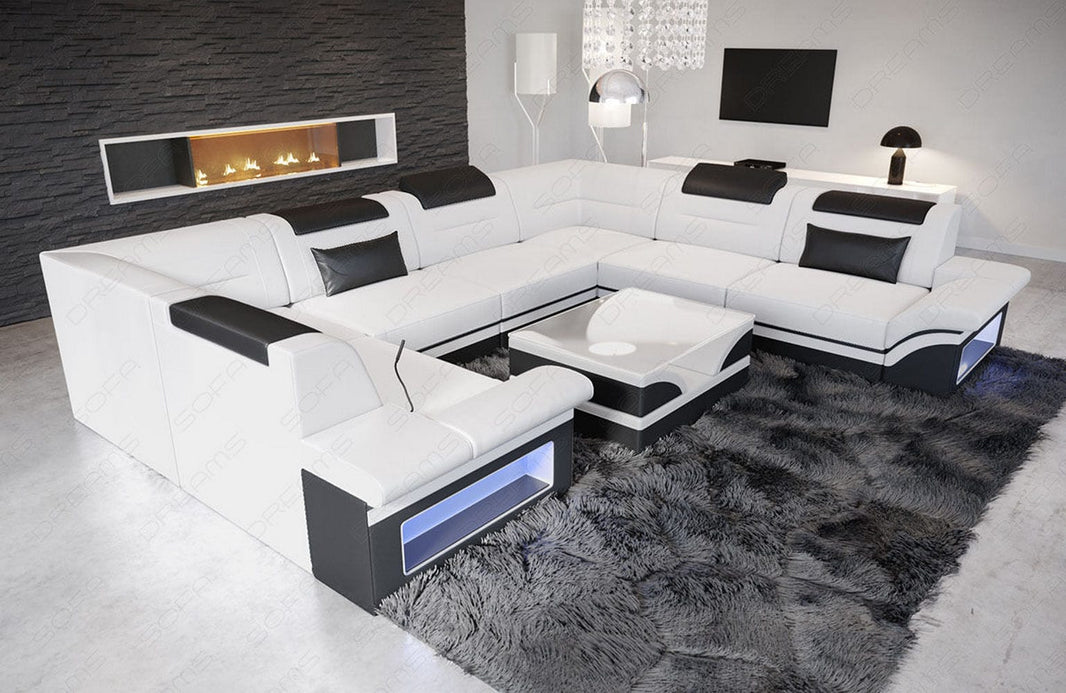 Mini Sofa Brianza U-Form aus Leder