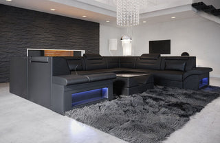 Mini Sofa Brianza U-Form aus Leder Schwarz