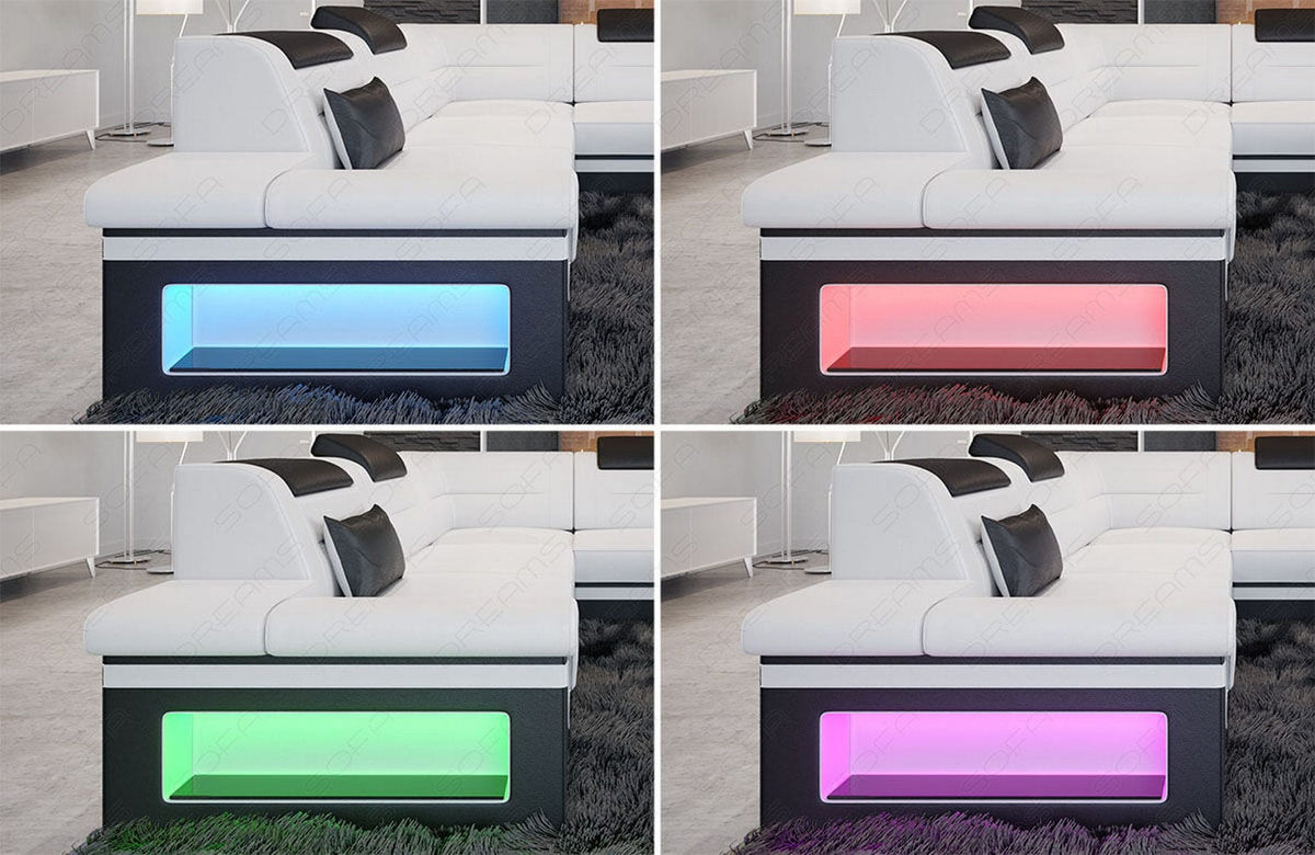Mini Sofa Brianza U-Form aus Leder Schwarz