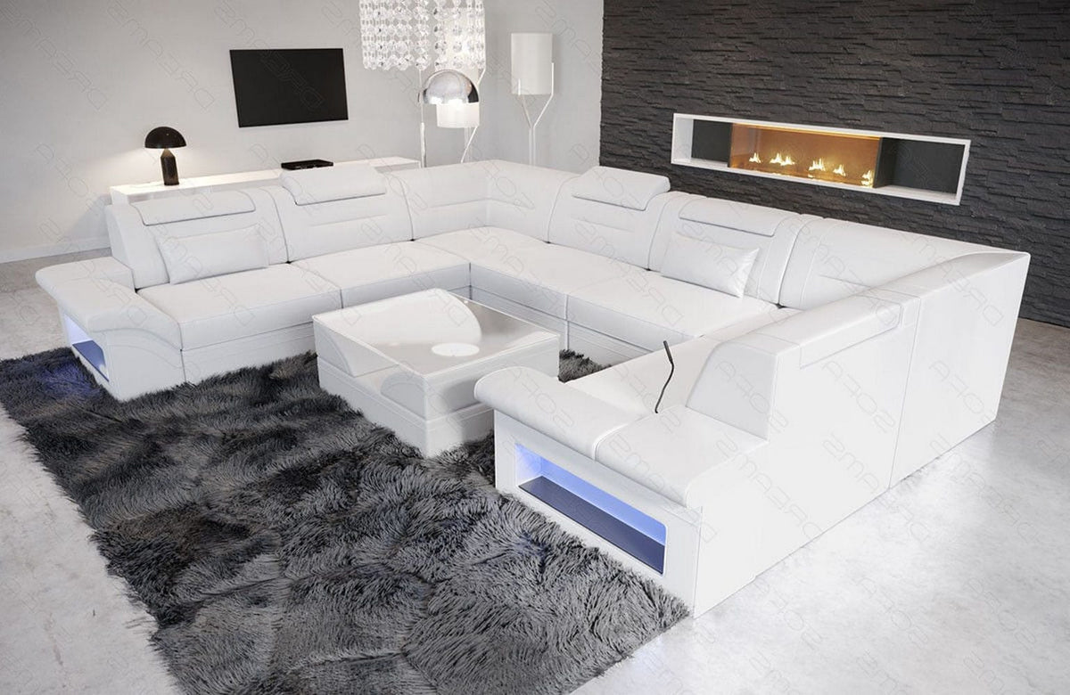 Sofa Brianza Luxurios U-Form in Leder weiß