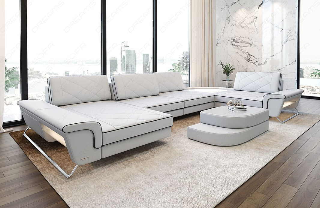 Sofa Ferrara Eleganz U-Form in Leder