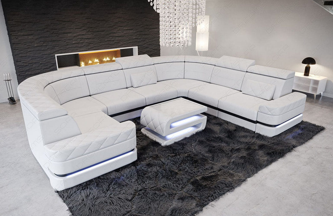Mini Sofa Positano U-Form in Leder