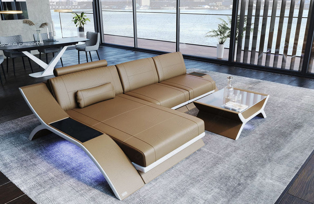Couch Calabria L-Form in Leder
