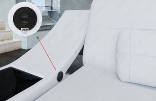 Couch Calabria L-Form in Leder sandbeige-weiß