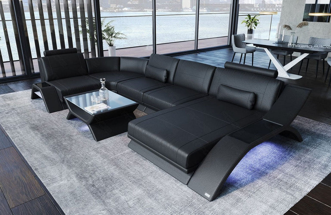 Designsofa Calabria U-Form aus Leder