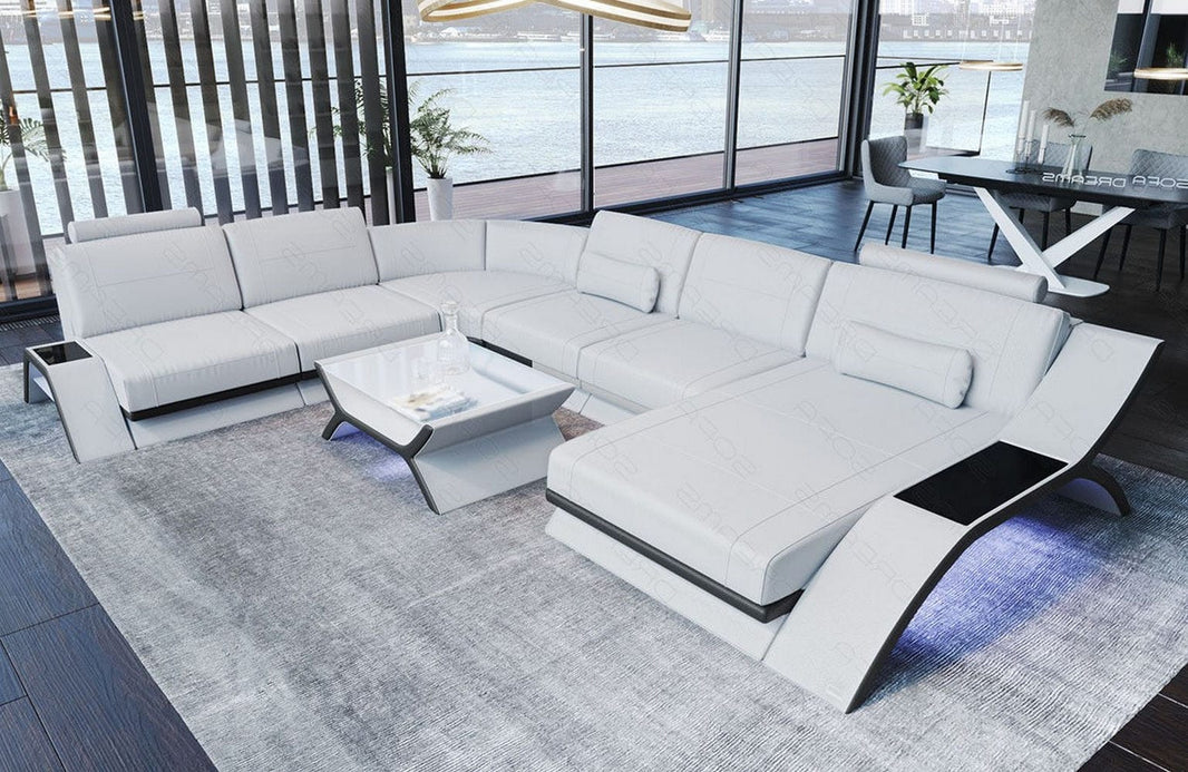 XXL Wohnlandschaft Calabria U-Form in Leder