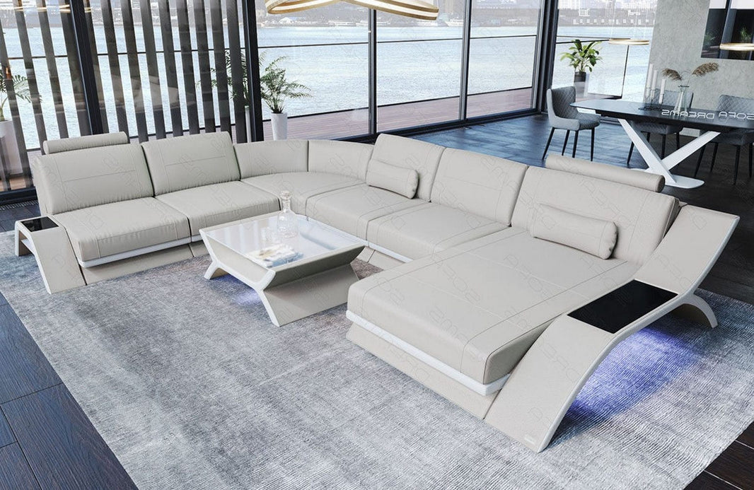 XXL Wohnlandschaft Calabria U-Form in Leder