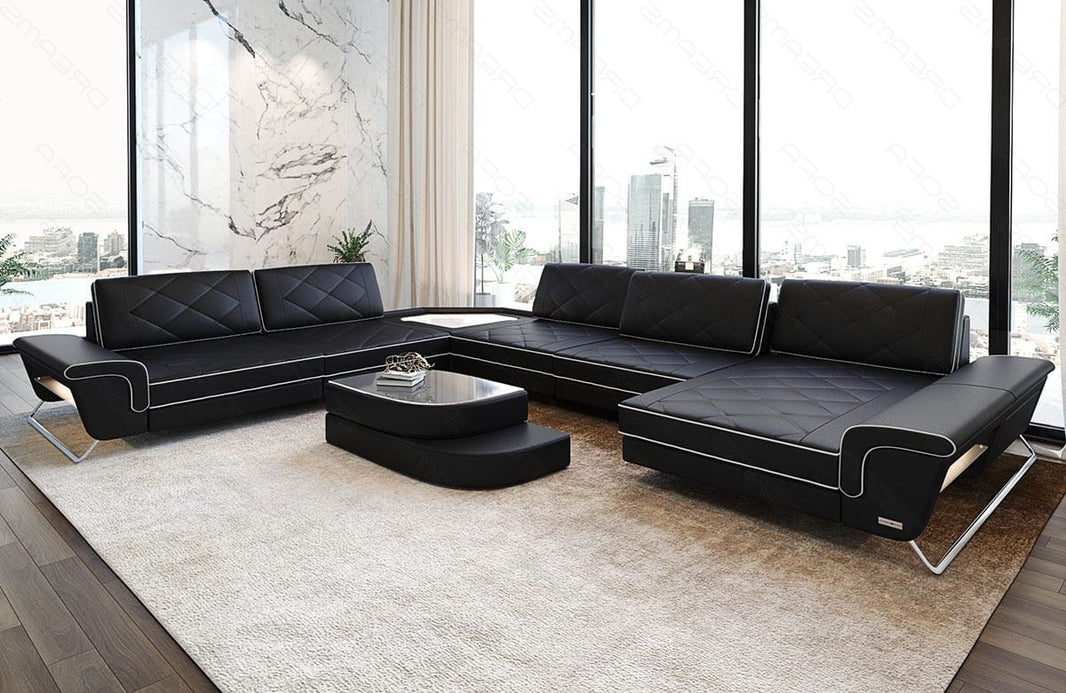 Wohnlandschaft Ferrara XXL U-Form in Leder