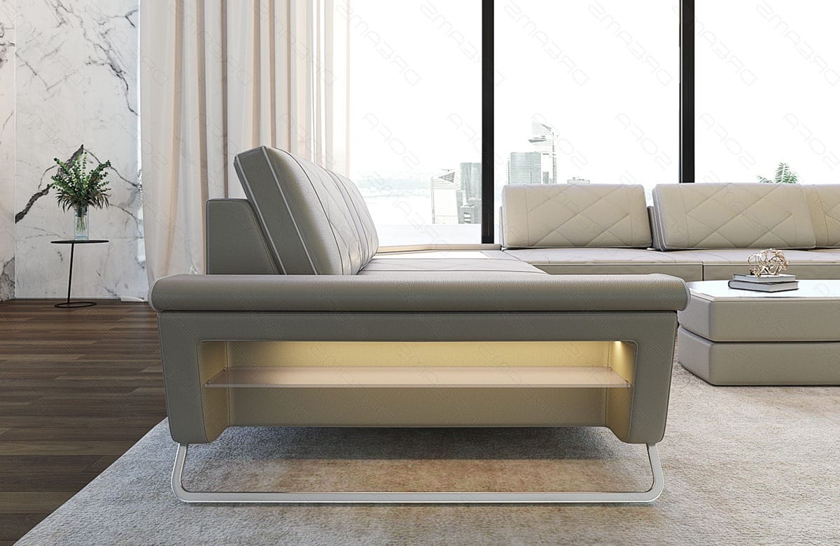 Wohnlandschaft Ferrara XXL U-Form in Leder beige-weiß