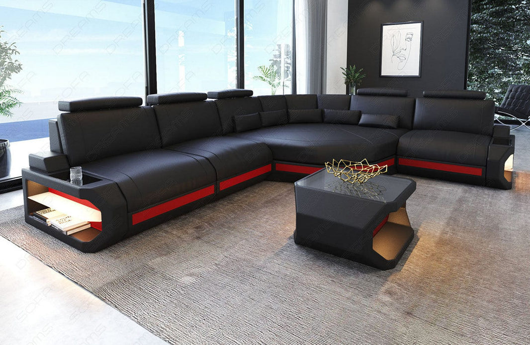 Couch Asti L-Form in Leder
