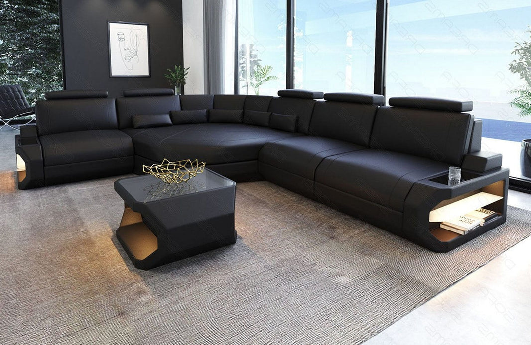 Couch Asti L-Form in Leder