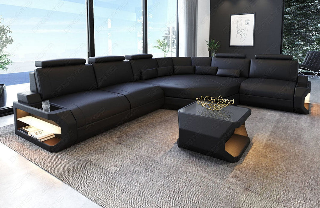 Couch Asti L-Form in Leder
