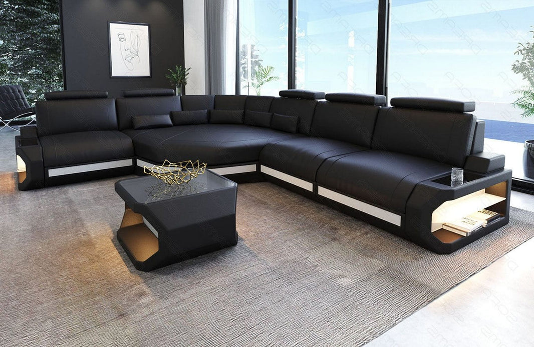 Couch Asti L-Form in Leder