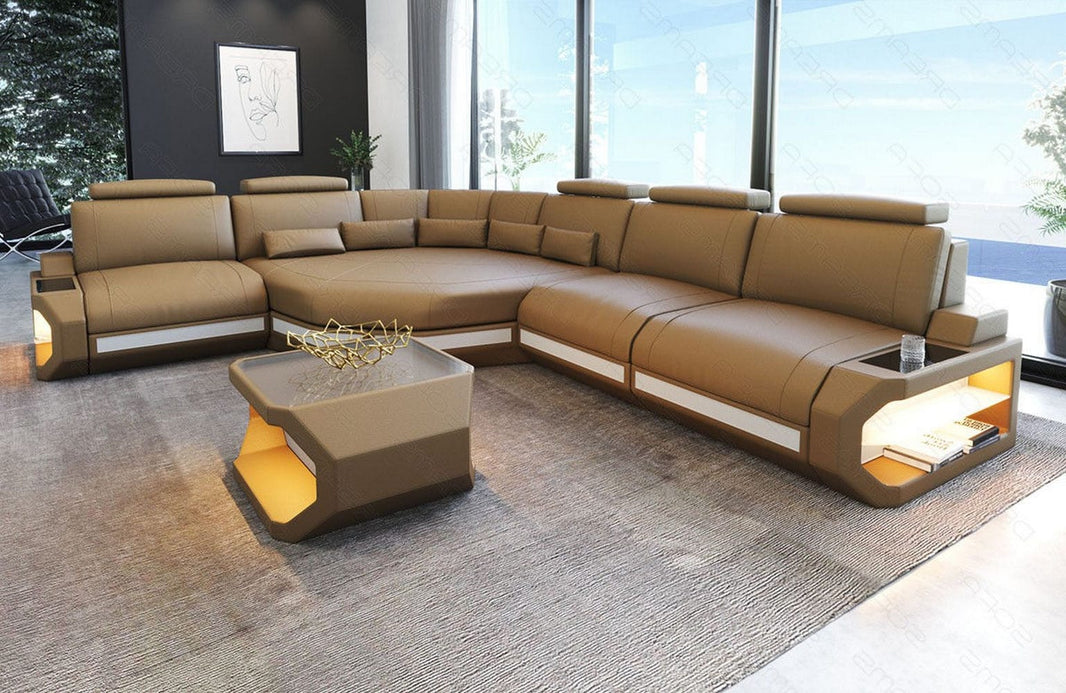 Couch Asti L-Form in Leder