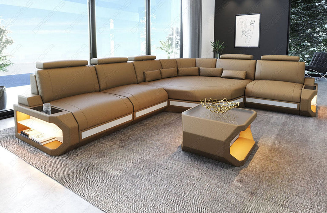 Couch Asti L-Form in Leder