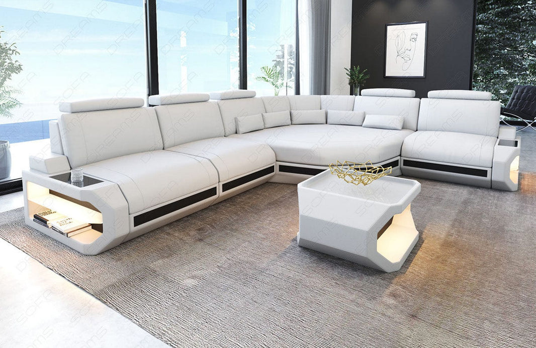 Couch Asti L-Form in Leder