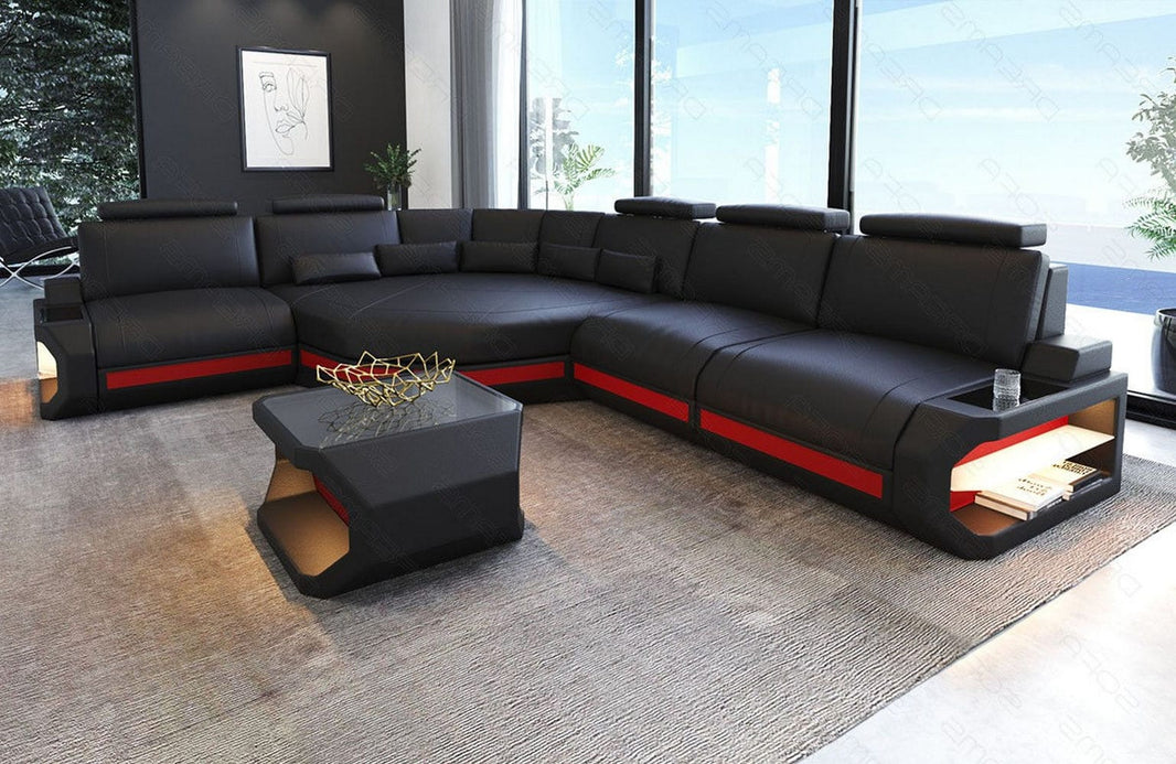 Couch Asti L-Form in Leder