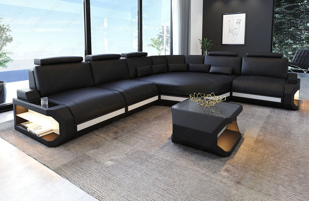 Couch Asti L-Form in Leder