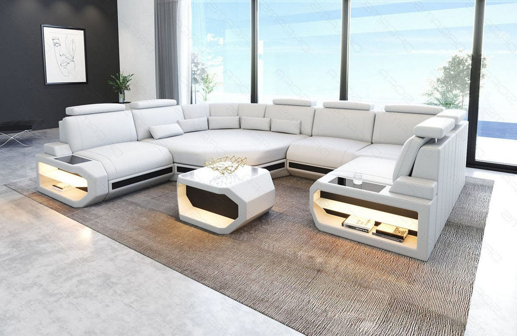 Mini Sofa Asti U-Form in Leder