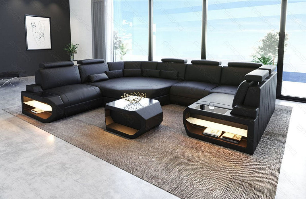 Mini Sofa Asti U-Form in Leder