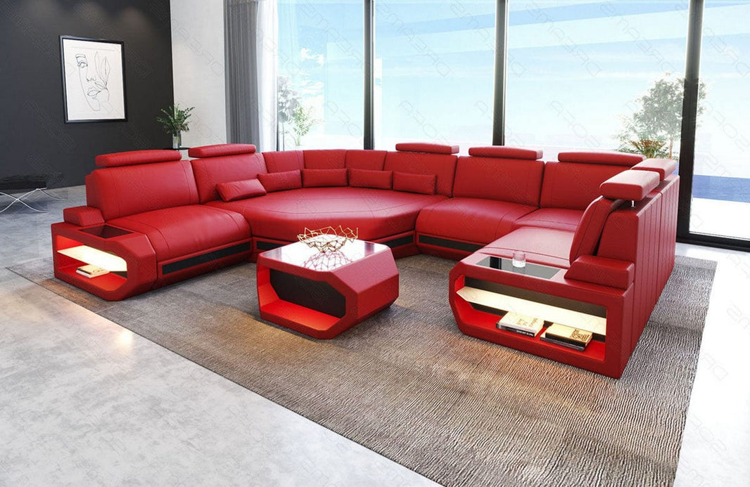 Mini Sofa Asti U-Form in Leder