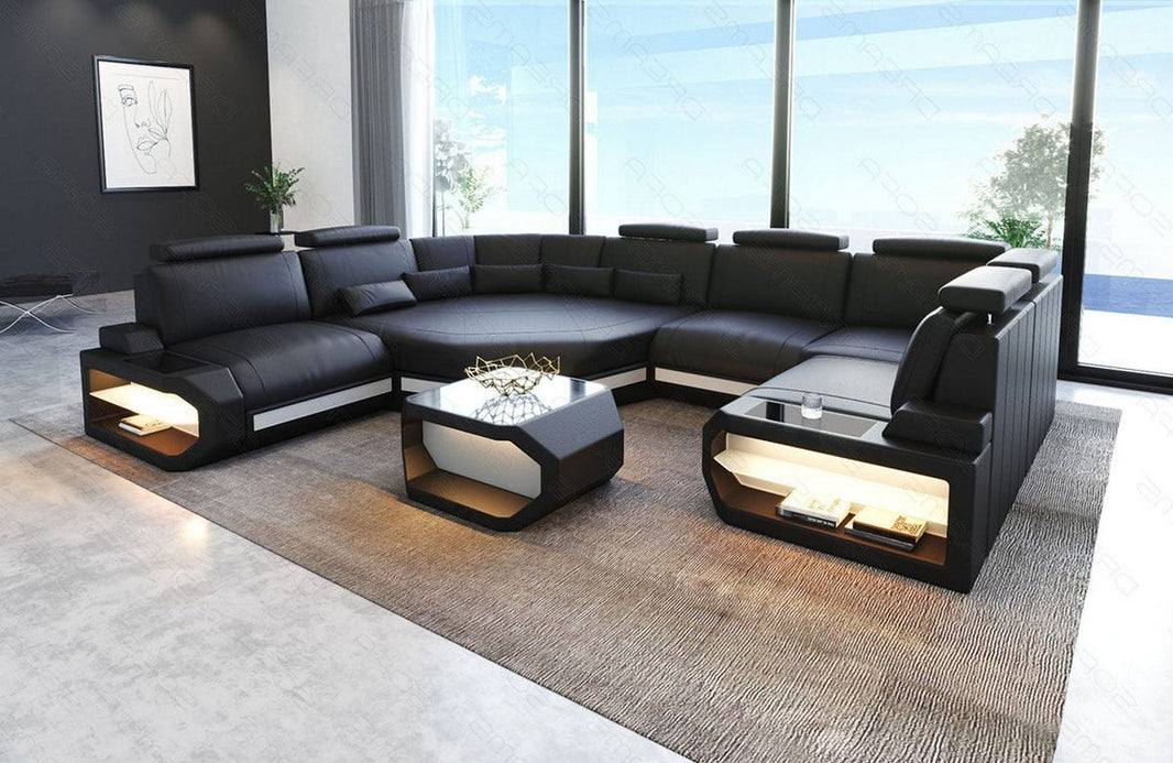 Mini Sofa Asti U-Form in Leder