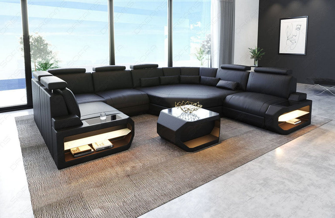 Mini Sofa Asti U-Form in Leder
