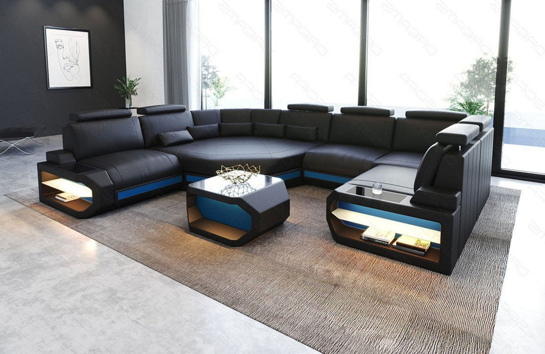 Mini Sofa Asti U-Form in Leder