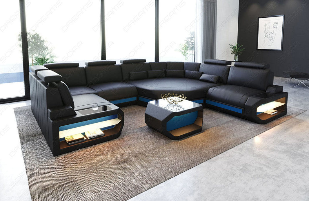 Mini Sofa Asti U-Form in Leder