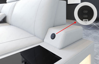 Mini Sofa Asti U-Form in Leder rot-schwarz