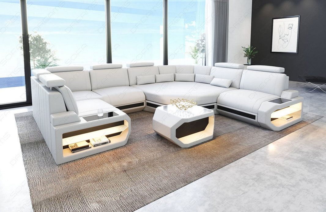 Mini Sofa Asti U-Form in Leder