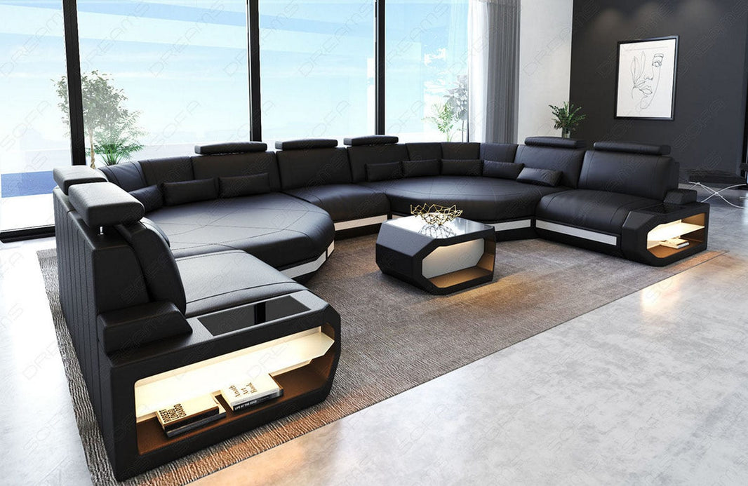 XXL Wohnlandschaft Asti U-Form in Leder