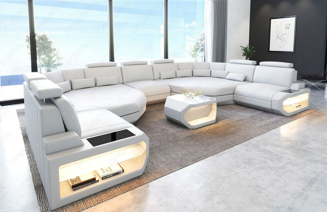 XXL Wohnlandschaft Asti U-Form in Leder