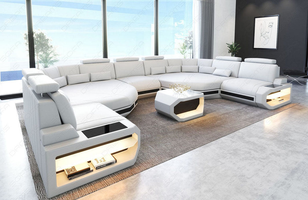 XXL Wohnlandschaft Asti U-Form in Leder