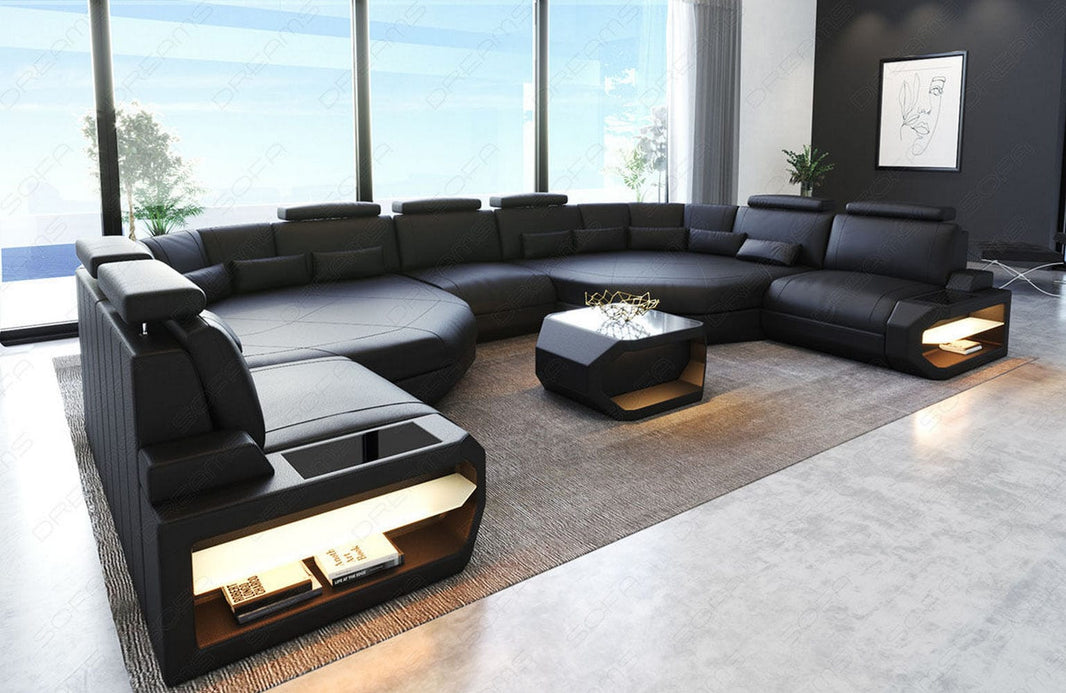 XXL Wohnlandschaft Asti U-Form in Leder