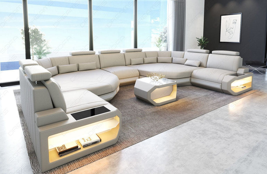 XXL Wohnlandschaft Asti U-Form in Leder