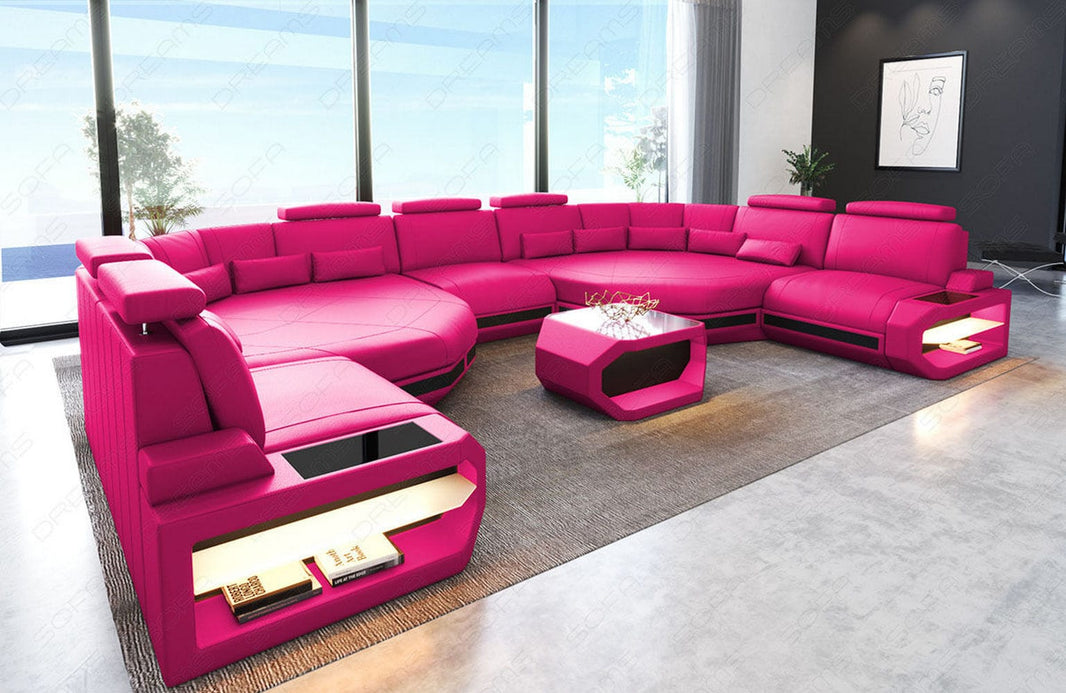 XXL Wohnlandschaft Asti U-Form in Leder