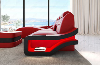 Mini Ecksofa Elegante L-Form in Leder Rot-Schwarz