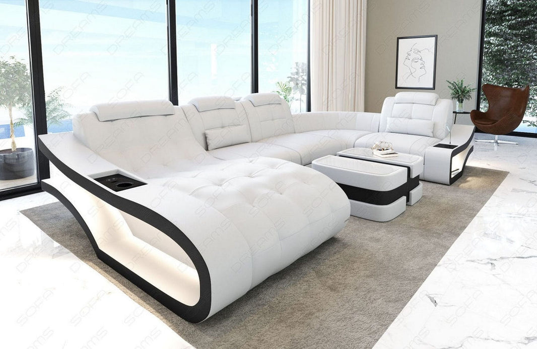 Mini Leder Wohnlandschaft Elegante U-Form