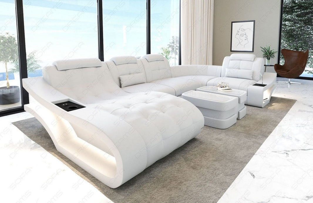 Mini Leder Wohnlandschaft Elegante U-Form
