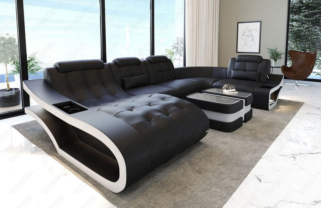 Leder Wohnlandschaft Elegante U-Form