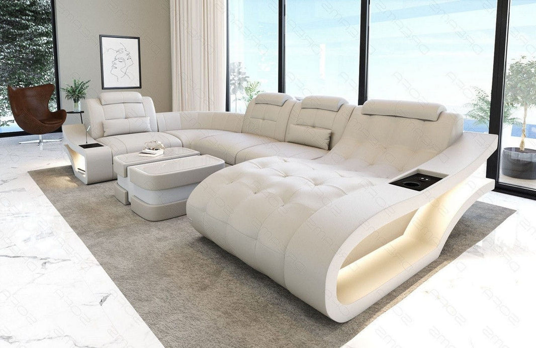 Leder Wohnlandschaft Elegante U-Form