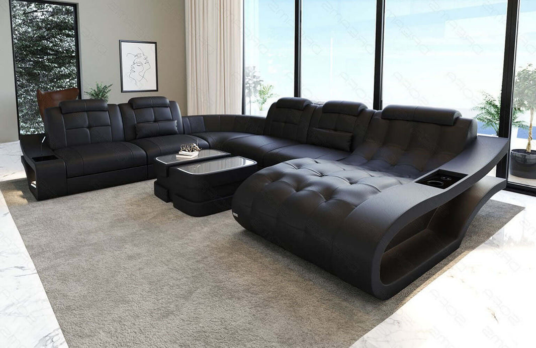 Leder Wohnlandschaft Elegante XXL U-Form