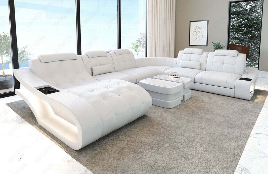 Leder Wohnlandschaft Elegante XXL U-Form